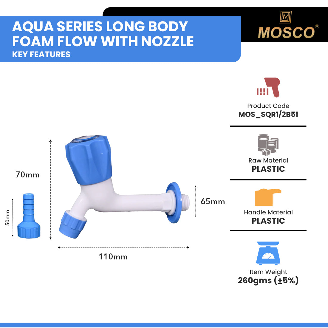 Aqua Series Long Body Foam Flow with Nozzle