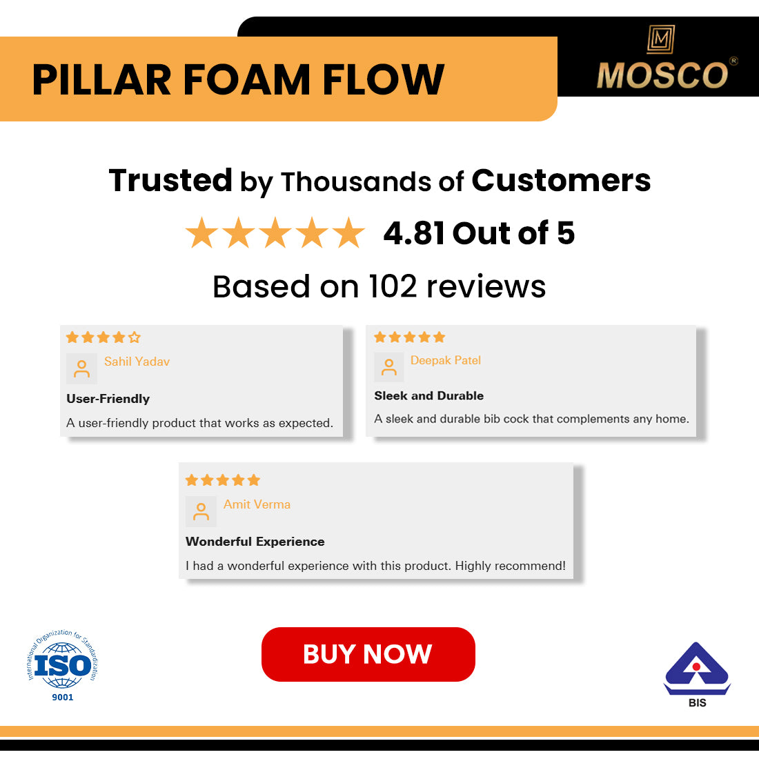 Aqua Series Pillar Foam Flow Tap