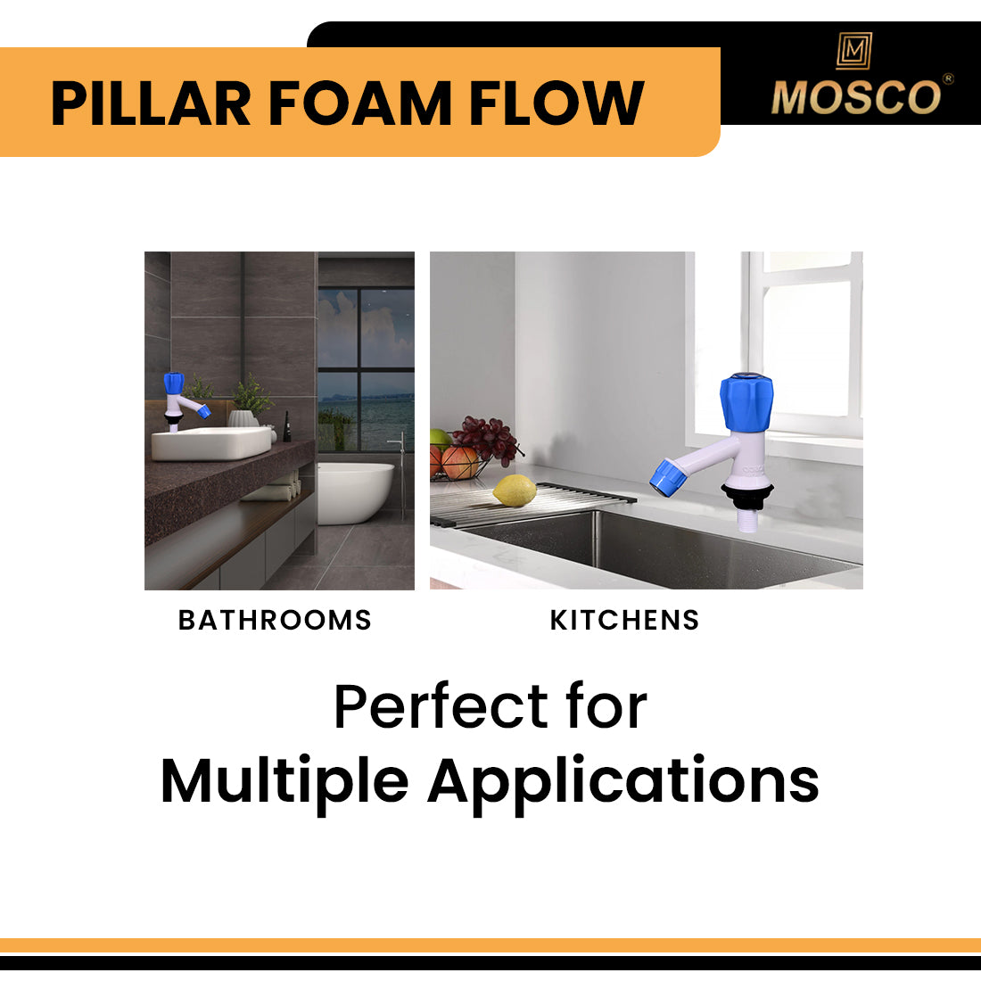 Aqua Series Pillar Foam Flow Tap